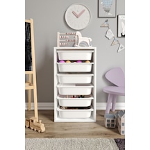 %100 Mdf - Small Mono 6 Sepetli Oyuncak Dolabı Beyaz