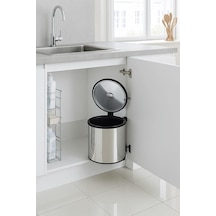 Banyo, Mutfak Dolap İçi 11 Litre Metal Çöp Kovası Krom, Tüm Dolaplara Uyumlu Tezgah Altı Çöp Kovası Çok Renkli