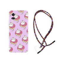 Vivo Y51 Kılıf Rasta Boyun Askılı Unicorn Donut 1417 Siyah