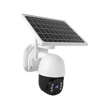 Solar Panelli Su Geçirmez Gece Görüş Destekli Wifi Bağlantılı Güvenlik Kamerası Beyaz