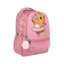 Capybara Pembe Kız Çocuk Balerin Capybara Desenli İlkokul Okul Sırt Çantası - 5215