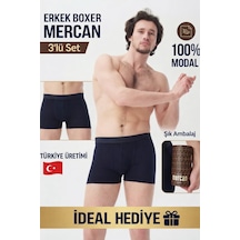 Mercan 3 Lü Lacivert Modal Boxer