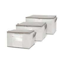 Ocean Home Textile 3'lü Pvc Pencereli Stuff & Things Gri Çizgili Hurç Set Diğer