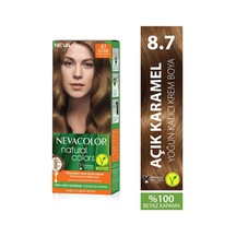 Nevacolor Natural Colors 8.7 Açık Karamel - Kalıcı Krem Saç Boyası Seti