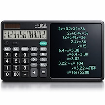 Geniş Lcd Ekranlı Ve Güneş Enerjili Ofis Ve Eğitim İçin Çok Fonksiyonlu Hesap Makinesi Ve Not Defteri Birarada Siyah
