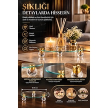 Kristal Ayaklı Gold Detaylı Yuvarlak Cam Sunumluk Ve Dekoratif Servis Standı / Organizer Şeffaf - 936809050 Şeffaf