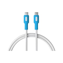 Coral Type C-c Power Delivery Hızlı Şarj Kablosu, Beyaz Kablo, Beyaz/mavi Uçlar 150 Cm