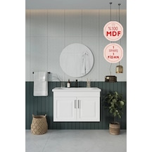 Reyhan 65 Cm %100 Mdf Lavabolu Banyo Dolabı + Ayna Beyaz