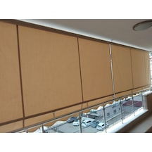 Balkon Stor Perde Gri Ve Krem Çizgili Akrilik Kumaş 200 X 230 Gri - Krem