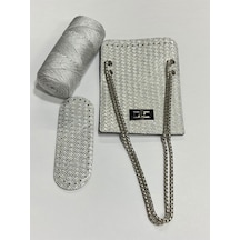 Karantuhafiye Zincirli Çanta Örgü Seti / Zincirli Model Desenli Silver Desenli Silver Çok Renkli