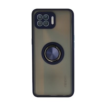 Oppo Reno 4 Lite Uyumlu Kılıf Montreal Yüzüklü Silikon Kapak - Lacivert