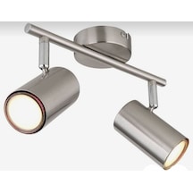 Mylights Demet Habek Gün Işığı Led Ampullü Paslanmaz İnox Led Spot Ped Avize Hareketli Başlık Gümüş Gri