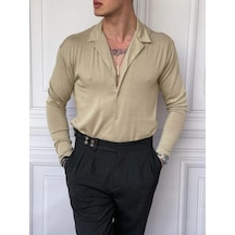 Modefendi Slim Fit %100 Pamuk Triko Kumaş Gömlek Kum Beji Modefendi Slim Fit %100 Pamuk Triko Kumaş Gömlek Kum Beji