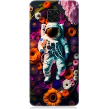 Xiaomi Redmi Note 9 Pro Uyumlu Silikon Kılıf Astronot Ve Çiçekler