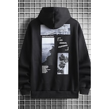 Unisex Santa Monica Beach Oversize Sweatshirt Siyah