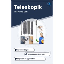 Teleskopik Mop Toz Alma Püskülü Çok Fonksiyonlu Temizlik Seti Üç