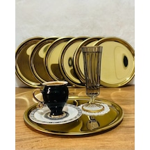 6'lı Gold Paslanmaz Çelik  20 Cm Yuvarlak Çay, Kahve, Pasta