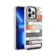 Noktaks - İphone 13 Pro Uyumlu Kılıf Desenli Koruyucu Silver Sert Kapak - Mottolar - T27928