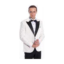 Wessi Kadife Slim Fit Beyaz Erkek Smokin Ceketi Beyaz