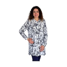 Kadın Çizgili Desen Viscon Gömlek Bgl-st04239 Beyaz