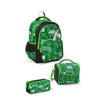 Coral High Kids Yeşil Futbol Desenli 3'lü Okul Çanta Seti Set0133247 Çok Renkli