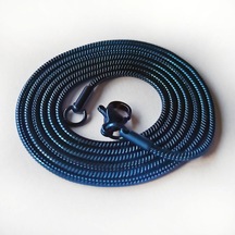 Snake Yılan Model Mavi Erkek Çelik Kolye Zincir Yuvarlak Model (533604248) Çelik