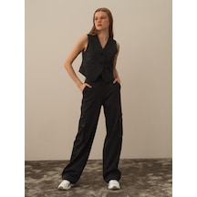 Xint Siyah Pamuk Dokulu Regular Fit Kargo Pantolon 470428
