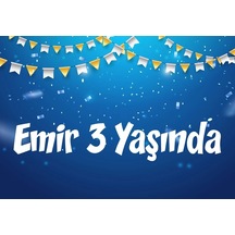 Mavi Bayraklı Doğum Günü Afişi 70x100 Cm