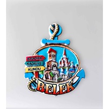 Belek Boğazkent , Kadriye , Kundu Temalı Polyester Kabartmalı Magnet 5,5 X 7,5 Cm Kod:1101 Dekoratif Hediyelik Buzdolabı Süsü