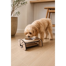 Ahşap Standlı Tekli Küçük-orta Irk Köpek Ve Kediler İçin Mama Veya Su Kabı