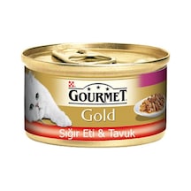 Gourmet Gold Çifte Lezzet Sığır Etli ve Tavuklu Konserve Yetişkin Kedi Maması  85 G