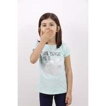 Toontoy Kids Toontoy Kız Çocuk Elmas Taş Nakışlı Tişört Mint Yeşili