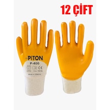 Piton P400 Gold 3/4 Nitril Kaplı Pamuk Örgü İş Eldiveni 12 Adet/çift