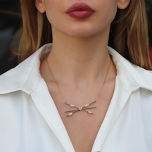 Flora Oksitli Gold Kaplama Gümüş Kolye Gümüş