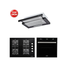 Eminçelik & AFM A54 FM7600 + 1240B Wok65  + 1320  Turbo + Soğutma Siyah Ankastre Set