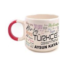 Kişiye Özel Türkçe Öğretmeni Baskılı Kırmızı Kulplu P Kupa