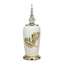 Vitale Yakut Silver Kapaklı Gold Vazo 15x15x43 Cm Ak.je0176