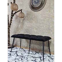 Zafir Metal Siyah Tel Ayaklı 100 Cm Puf Bench - Puf - Bench - Oturak - Mutfak Oturağı - Antre Oturağı Siyah