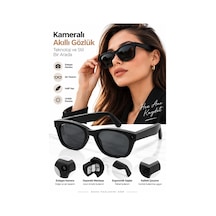Kameralı Akıllı Gözlük Smart Glasses Güneş Gözlüğü Modern Siyah - Lisinya