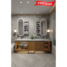 Çok Amaçlı Aynalı Takı Dolabı Mdf Kapak - Beyaz - Oval Çerçeve