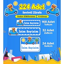 Sevimli Yarışçı Temalı Okul Kreş Kişiye Özel İsim Etiket Seti - Model 275 Çok Renkli