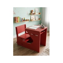 Ergonomik Ahşap Çocuk Çalışma Masası Ve Sandalyesi Seti, Aktivite, Oyun Ve Okuma Masası Seti, Montessori Ahşap Çocuk Aktivite Masası Ve Sandalyesi Kırmızı