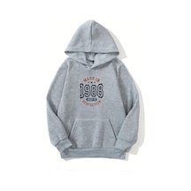 Unisex Gri Kapüşonlu Sweatshirt Made İn 1988 ,şardonlu Kalın Kumaş Gri