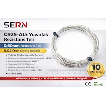 Sern Cr25-al5 Yuvarlak Rezistans Teli 0,60mm 5,02 Ω/m Direnç Değerli Paket: 10 Metre