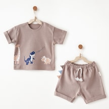 Andywawa Relax Time Bebek Şort T-shirt Takım Ac26733 Bej