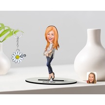 Kişiye Özel Kadın Karikatürlü 3D Ahşap Biblo Ve Isimli Silver Pap (473567050)