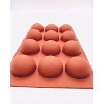 Yarım Küre 12'li Silikon Kek Pasta Buz Kalıbı Ürün 4,5cm Kahverengi Kahverengi