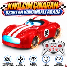 Oyuncak Kıvılcım Efektli Uzaktan Kumandalı Araba 2.4 Ghz Şarjlı Led Işıklı Tam Fonksiyon Park Simülasyonlu Oyuncak Araba Kırmızı