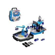 Heroes Toys Çantalı Polis Seti Arabalı Ern-2015 Mavi,sırt Çantalı Taşınabilir Oyuncak Polis Garaj Seti