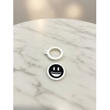 Mini Emoji Apple Uyumlu AirTag Kılıfı - Gizli Takip Tutucu Anahtarlık 3d Baskılı, Beyaz/siyah Şık Tasarım Glnyz